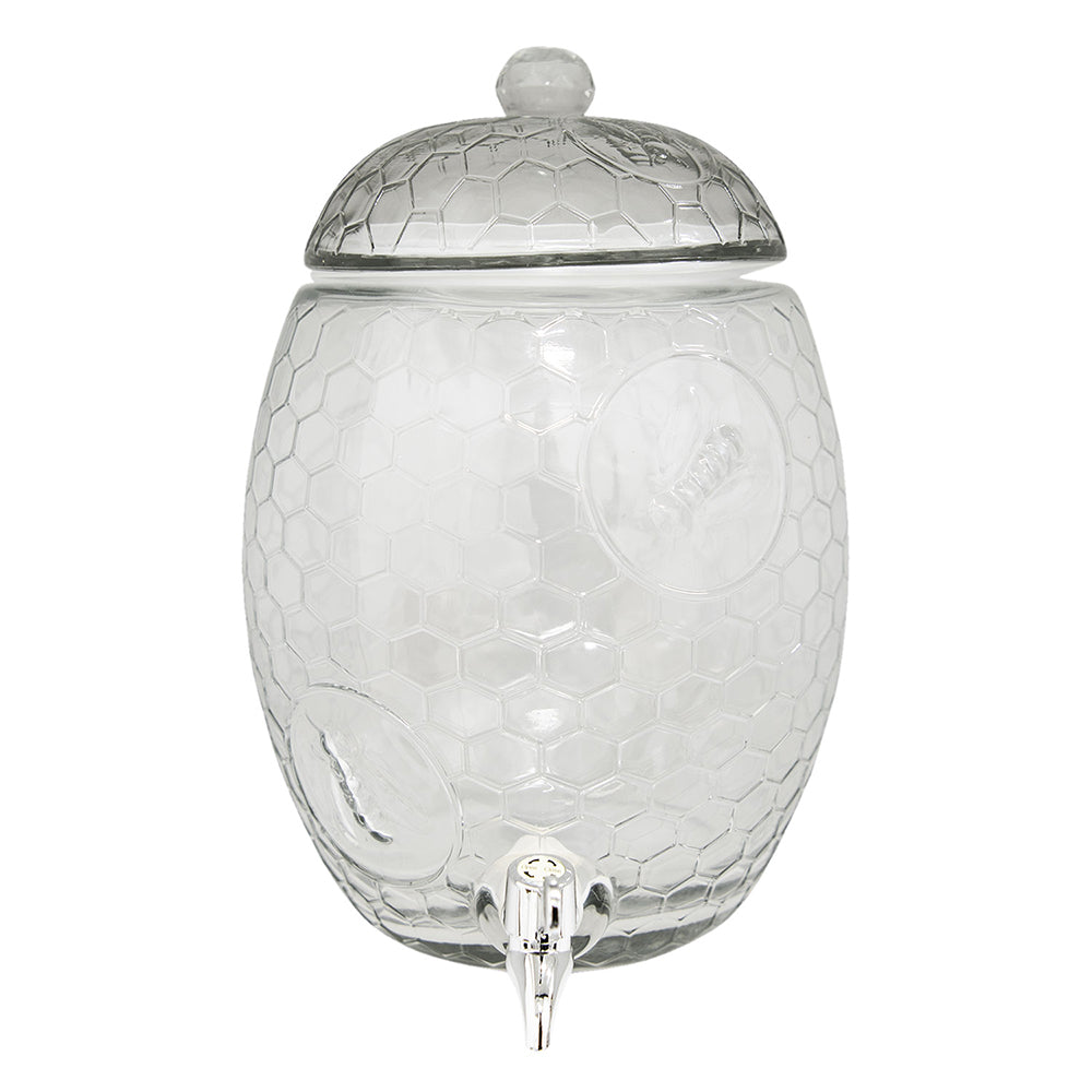 Clayre & Eef Sapkan met kraan en deksel Ø 17*35 cm Transparant Glas