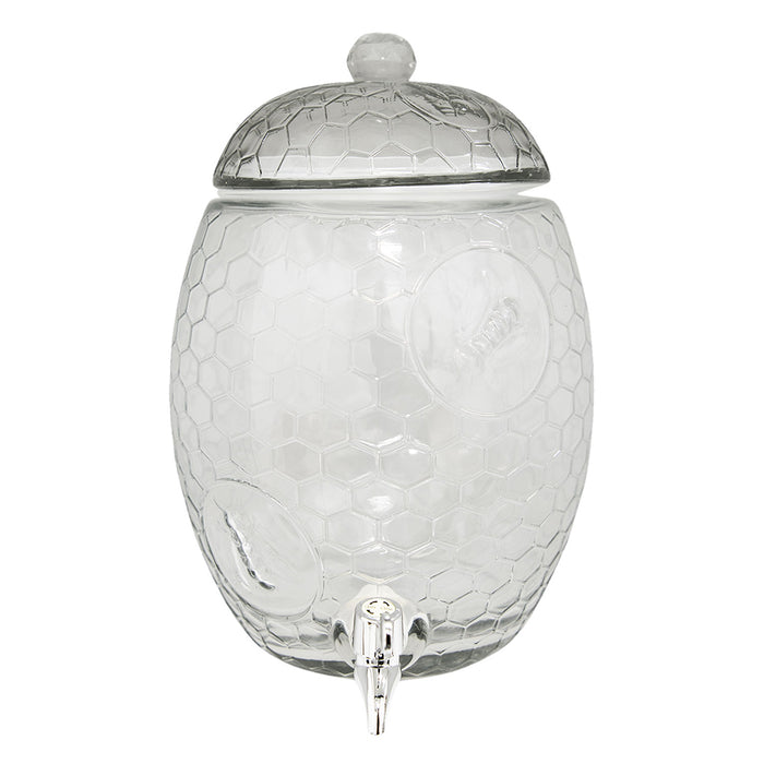 Clayre & Eef Sapkan met kraan en deksel Ø 17*35 cm Transparant Glas