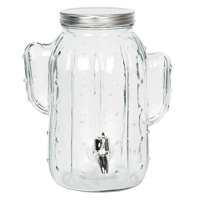 Clayre & Eef Sapkan met kraan en deksel 3300 ml Glas Rond Cactus