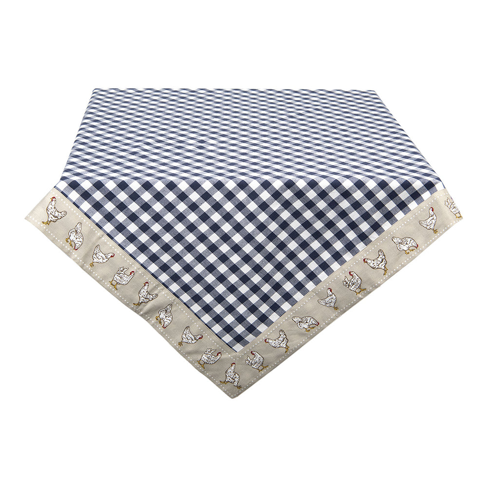 Clayre & Eef Vierkant Tafelkleed 150x150 cm Beige Blauw Katoen