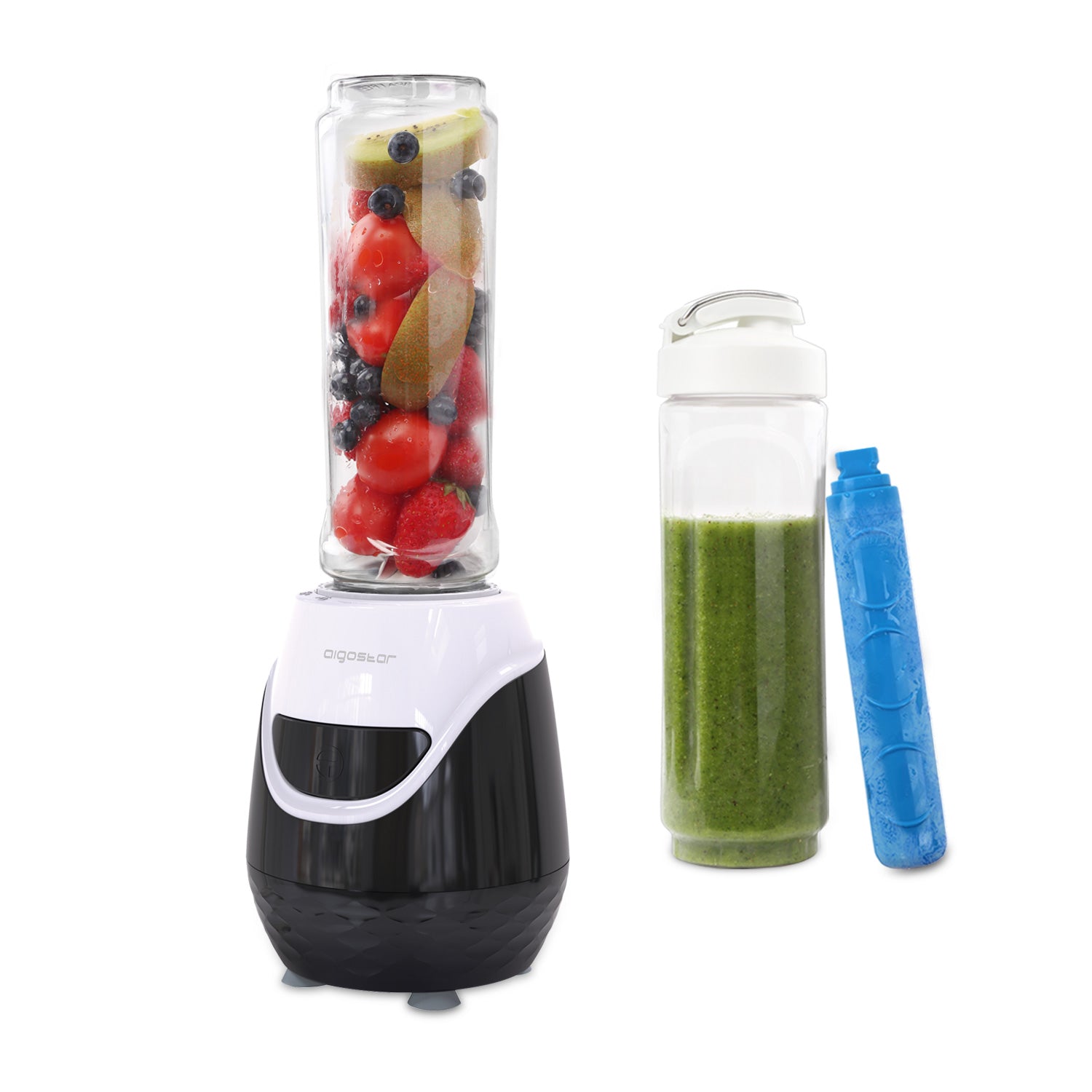 Aigostar Blackberry 30JDH - Blender to go - Zwart|Wit