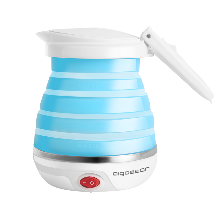 Aigostar Sapphire 30LDC - Opvouwbaar reiswaterkoker - 600 ml - Blauw