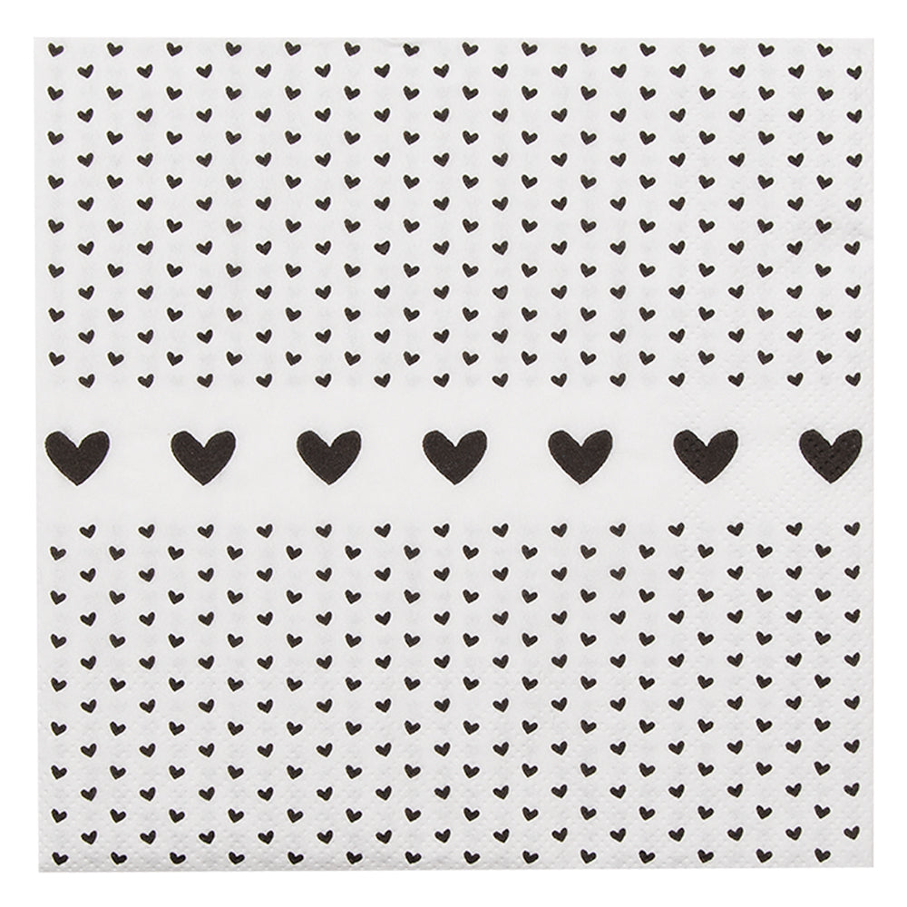 Clayre & Eef Servetten Papier Set van 20 33x33 cm (20) Wit Zwart