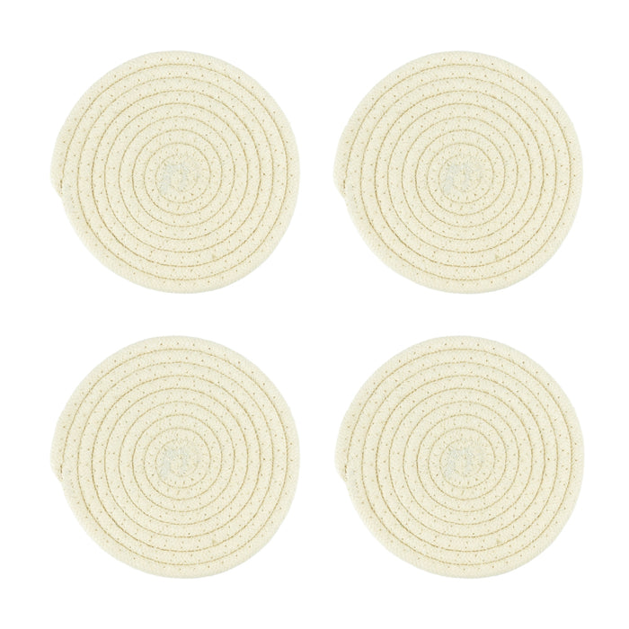 Krumble Pannenonderzetter rond - Katoen - Beige - Set van 4