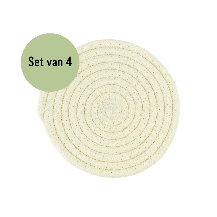Krumble Pannenonderzetter rond - Katoen - Beige - Set van 4