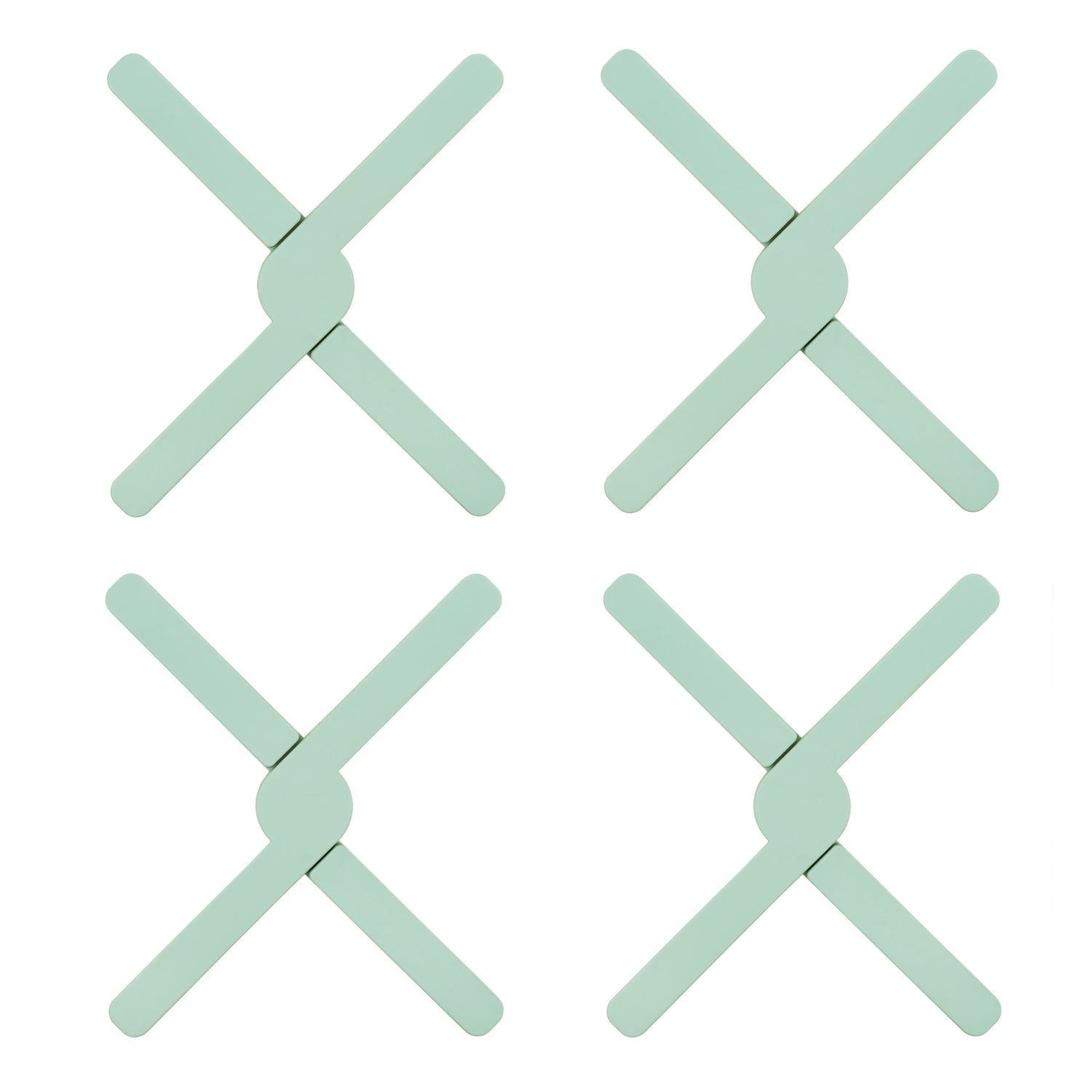 Krumble Opvouwbare siliconen pannenonderzetter - Groen - Set van 4