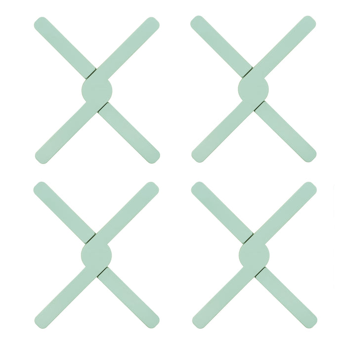Krumble Opvouwbare siliconen pannenonderzetter - Groen - Set van 4
