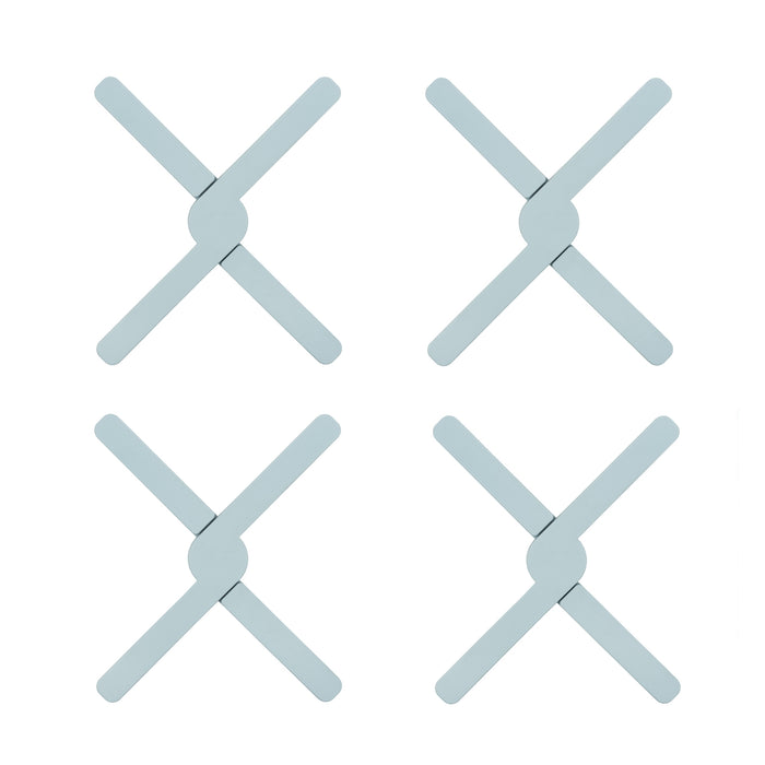 Krumble Opvouwbare siliconen pannenonderzetter - Blauw - Set van 4