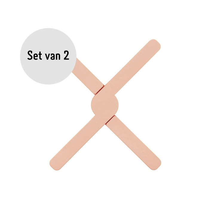 Krumble Opvouwbare siliconen pannenonderzetter - Roze - Set van 2