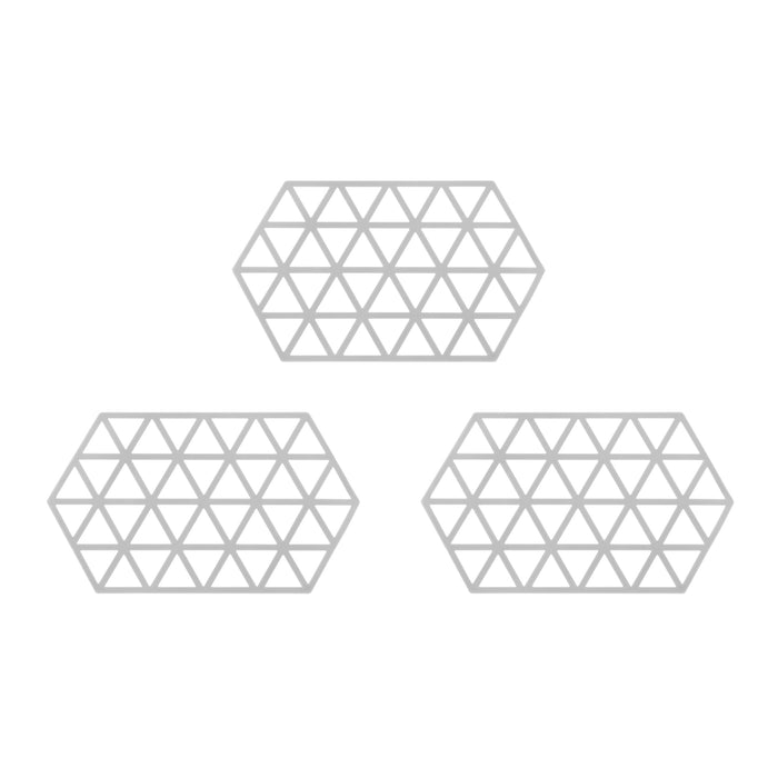 Krumble Siliconen pannenonderzetter Hexagon lang - Grijs - Set van 3