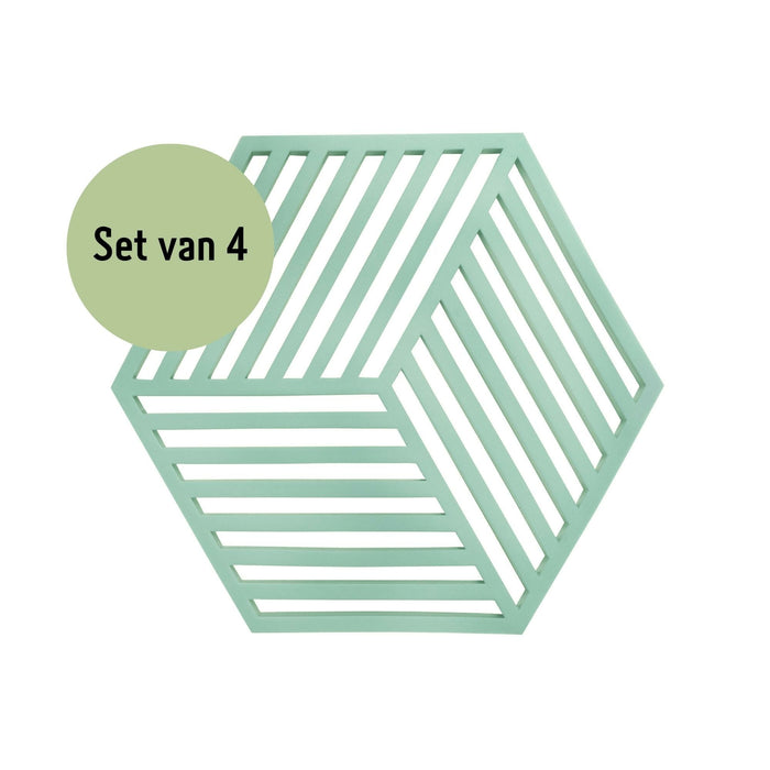 Krumble Pannenonderzetter Hexagon - Groen - Set van 4