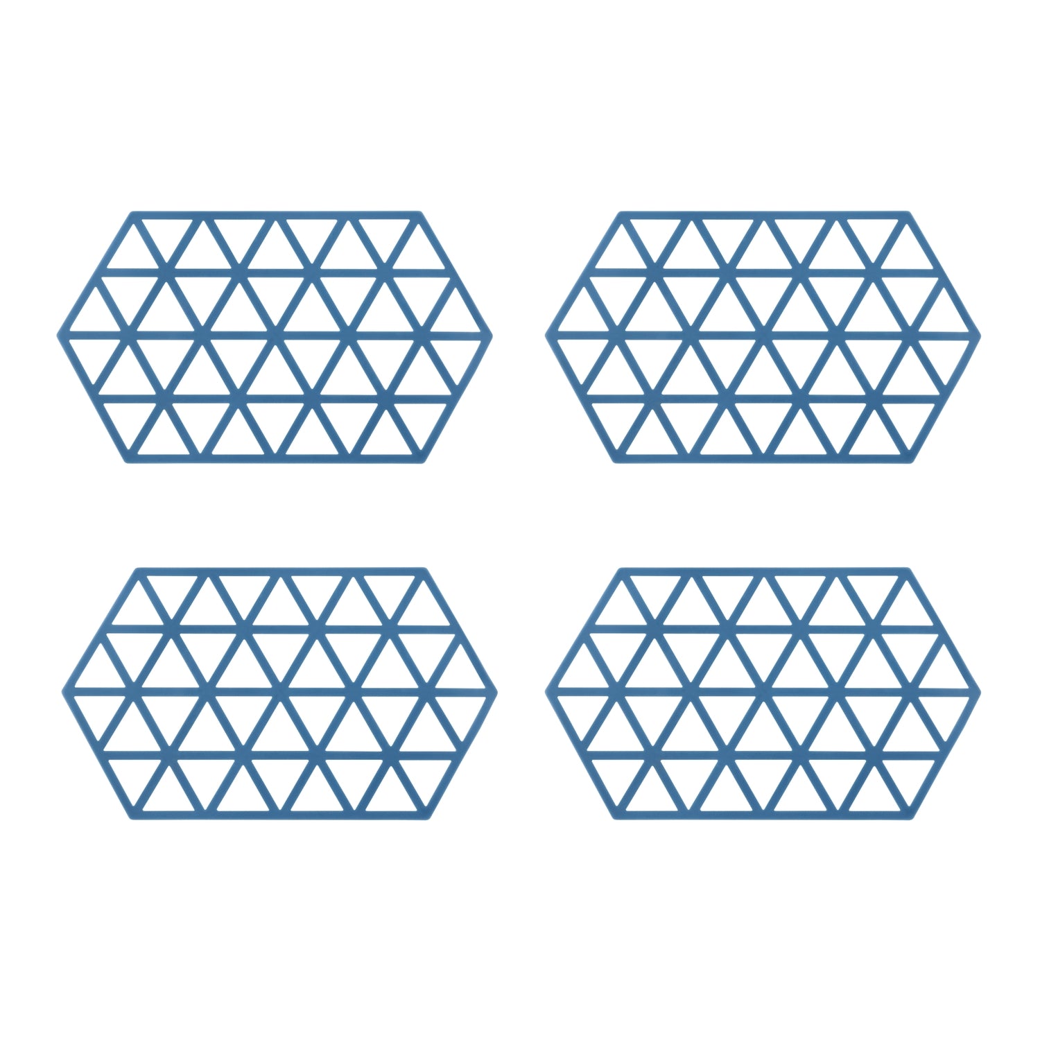 Krumble Siliconen pannenonderzetter Hexagon lang - Blauw - Set van 4