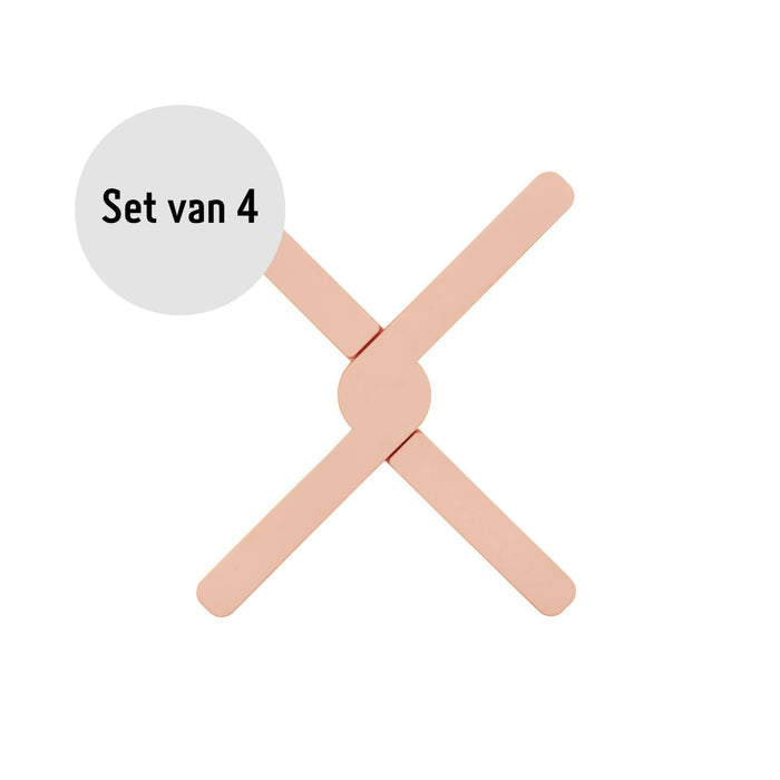 Krumble Opvouwbare siliconen pannenonderzetter - Roze - Set van 4