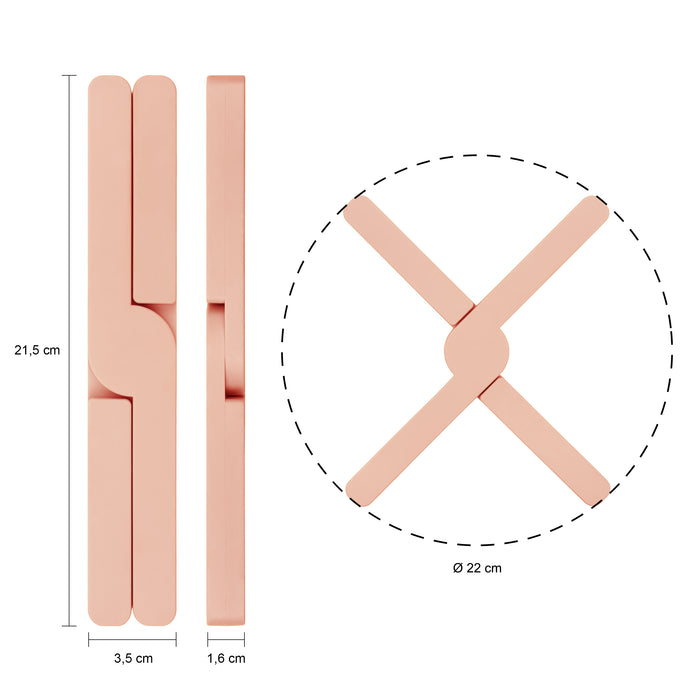 Krumble Opvouwbare siliconen pannenonderzetter - Roze - Set van 4