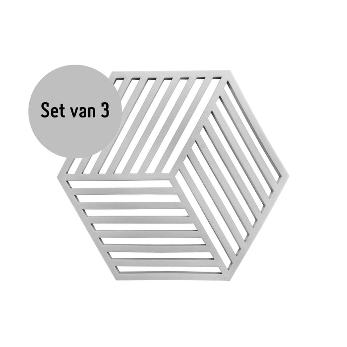 Krumble Pannenonderzetter Hexagon - Grijs - Set van 3