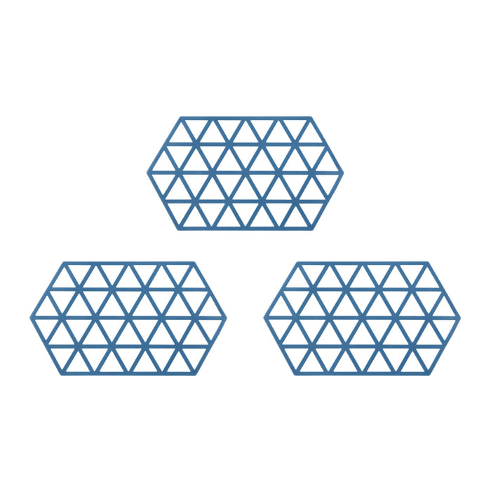 Krumble Siliconen pannenonderzetter Hexagon lang - Blauw - Set van 3