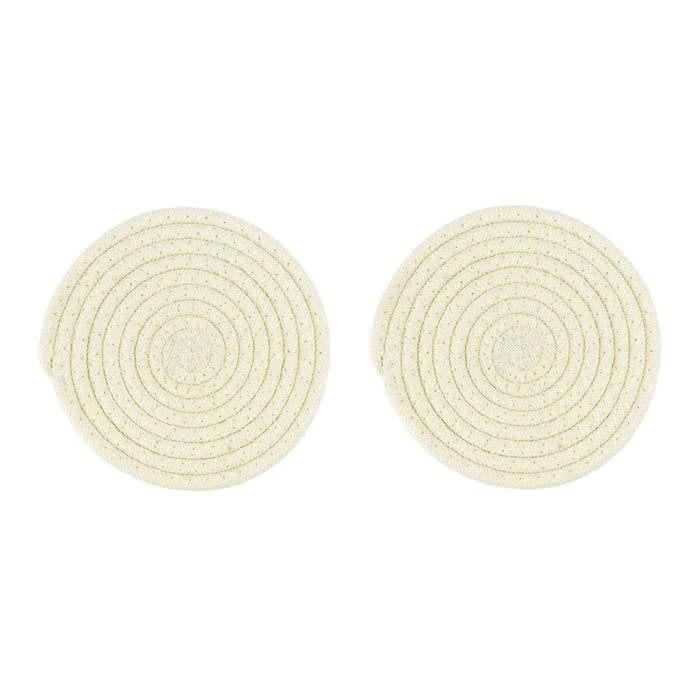 Krumble Pannenonderzetter rond - Katoen - Beige - Set van 2