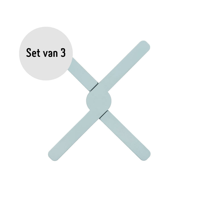 Krumble Opvouwbare siliconen pannenonderzetter - Blauw - Set van 3
