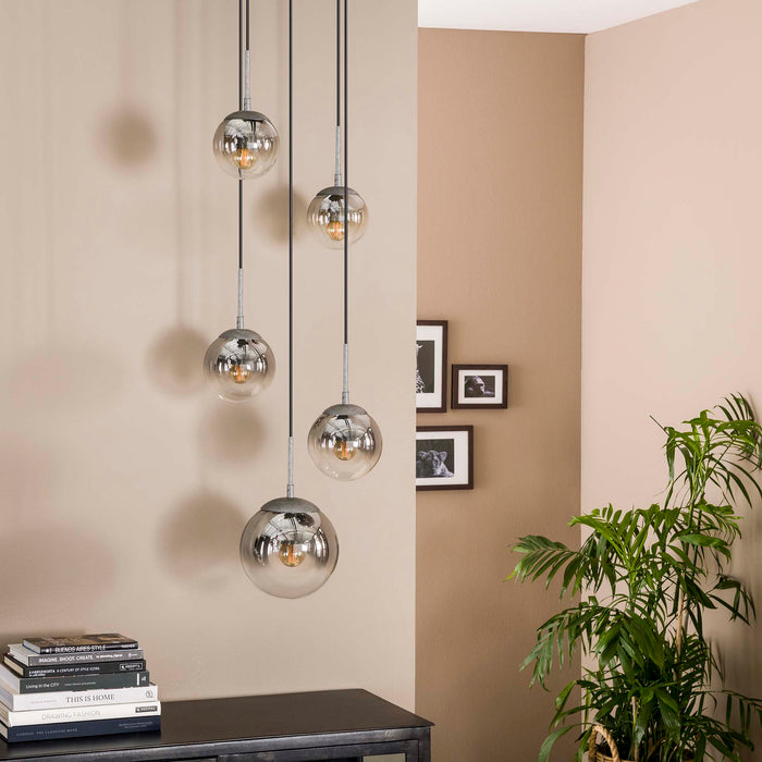 by fonQ  Menno Hanglamp 5-lichts - Oud Zilver