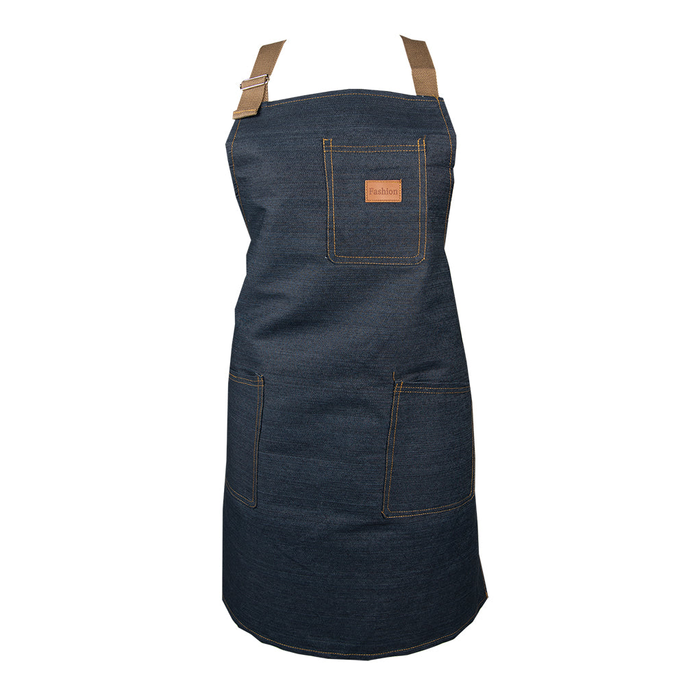 Clayre & Eef Keukenschort 73x65 cm Blauw Katoen BBQ Schort Cadeau voor