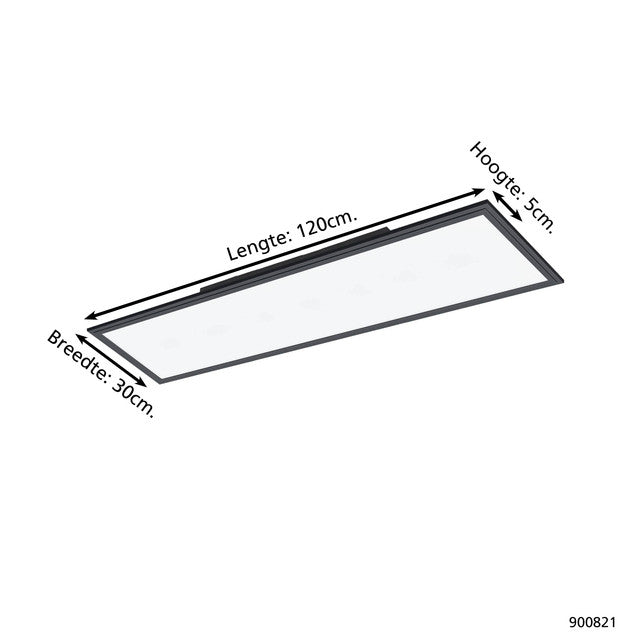 EGLO Salobrena 1 Plafondlamp - LED - 120 cm - Zwart|Wit - Aluminium