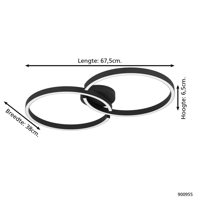 EGLO Amandolo Plafondlamp - LED - 67,5 cm - Zwart|Wit