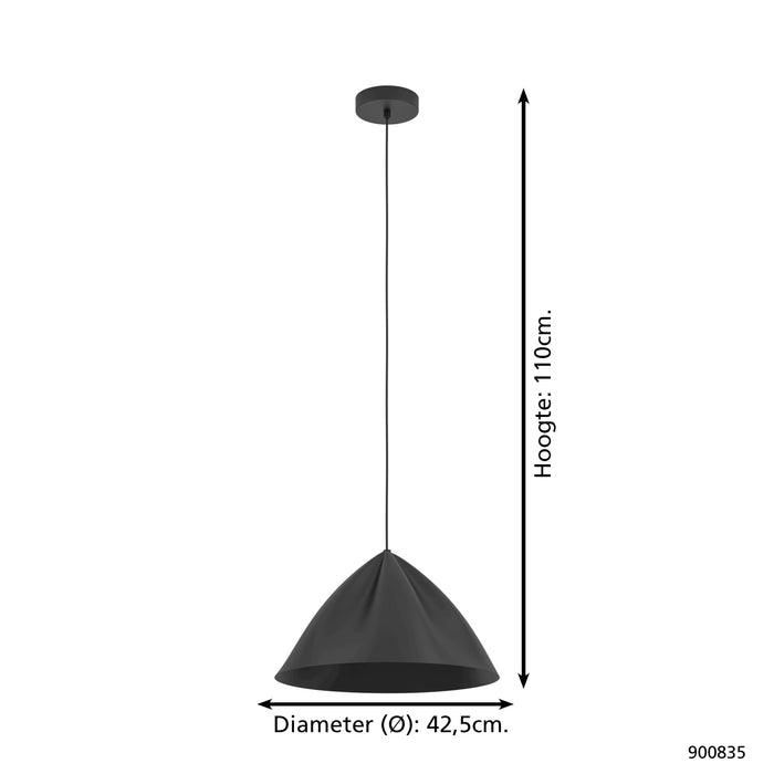 EGLO Podere Hanglamp - E27 - Ø 42,5 cm - Zwart - Staal