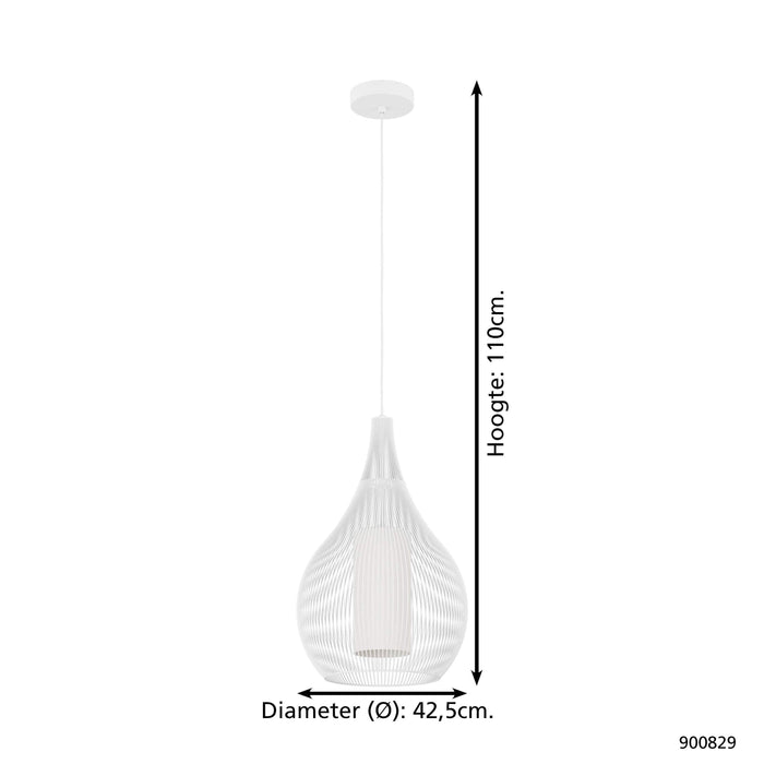 EGLO Razoni 1 Hanglamp - E27 - Ø 42,5 cm - Wit - Glas