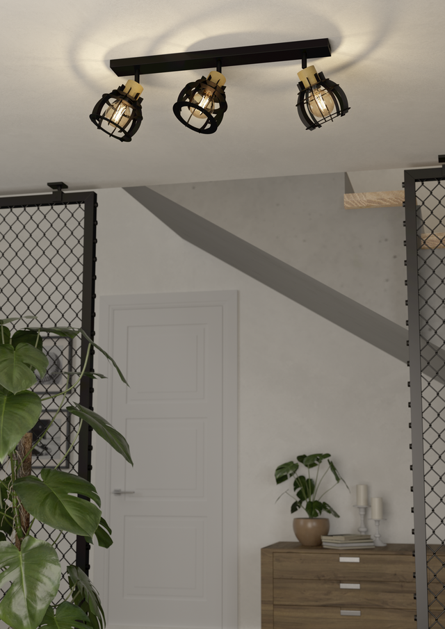 EGLO Stillington 1 Spot - E27 - 71 cm - Zwart|Bruin - Hout|Staal