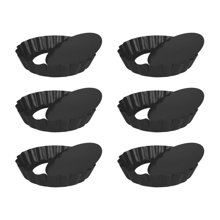 Krumble Mini Quiche vormpjes - Metaal - Zwart - Set van 6