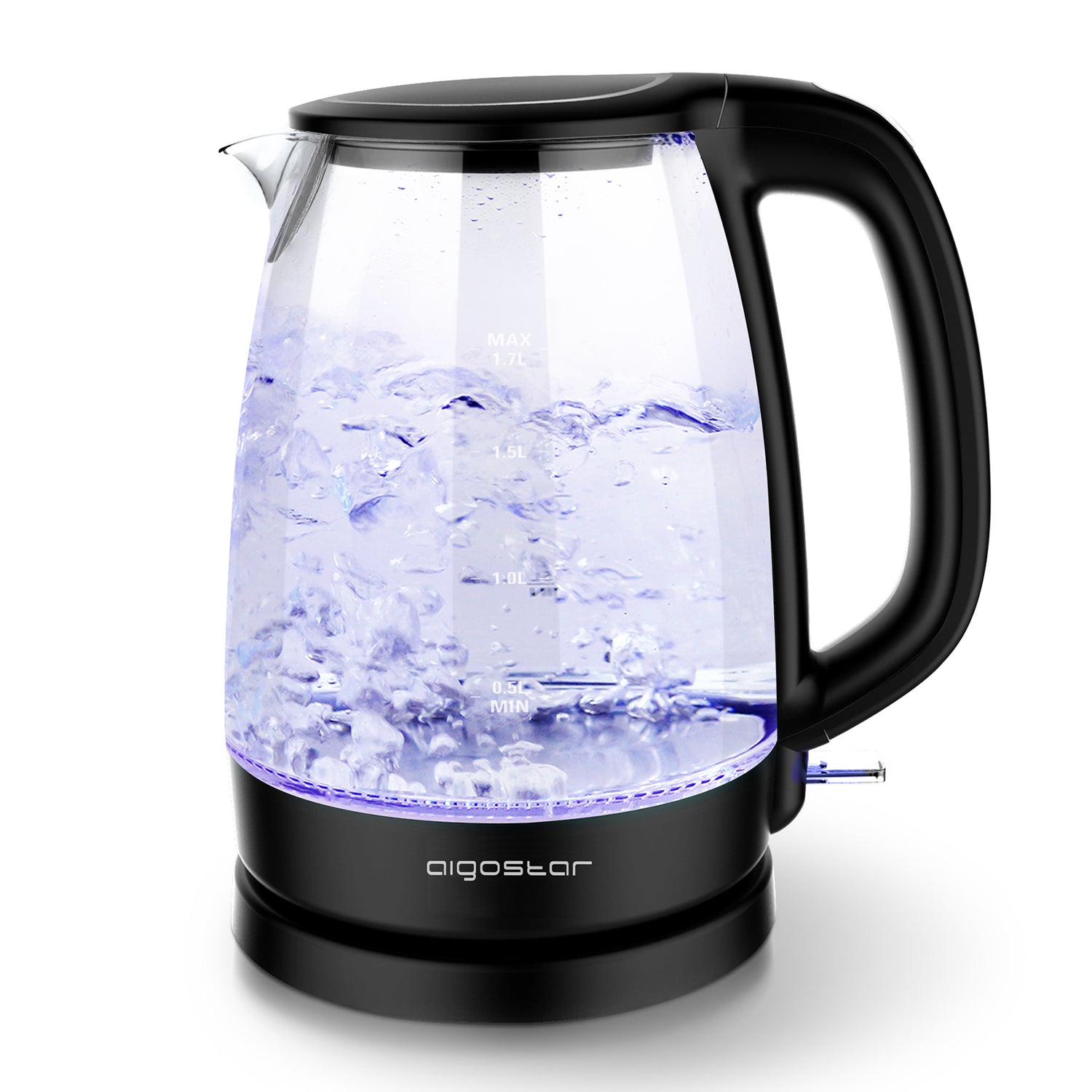 Aigostar Adam 30GOM - Glazen Waterkoker met LED - Zwart