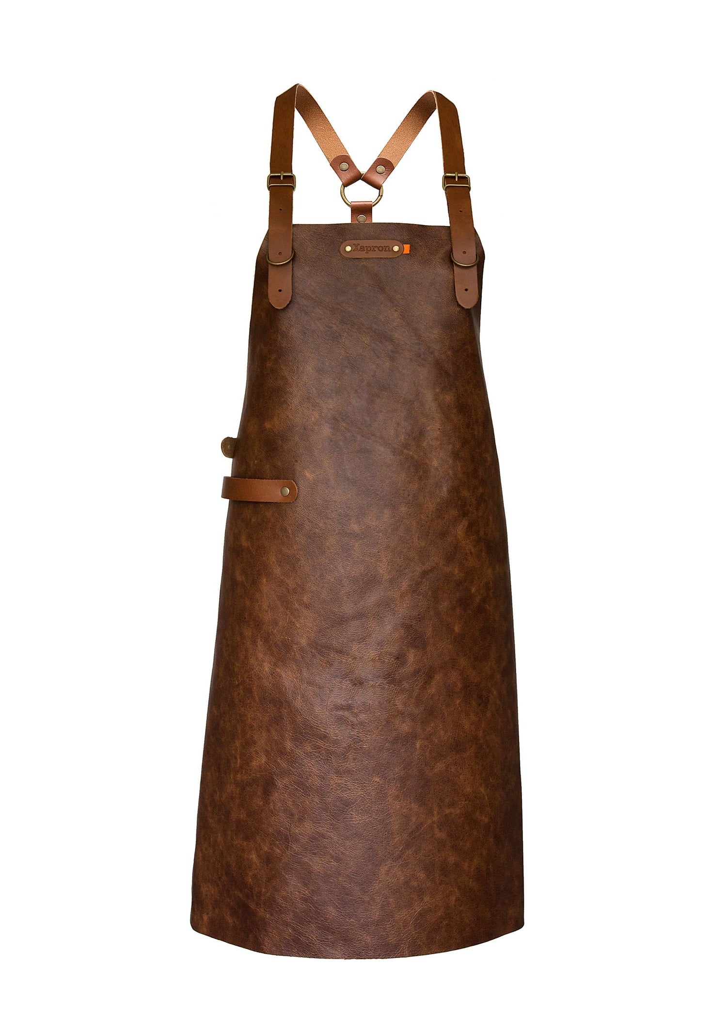 Xapron leren schort Atlanta schouderband - Kleur Brandy - Maat M