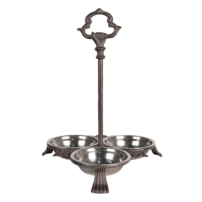 Clayre & Eef Voerbak hond 3x500 ml Bruin IJzer