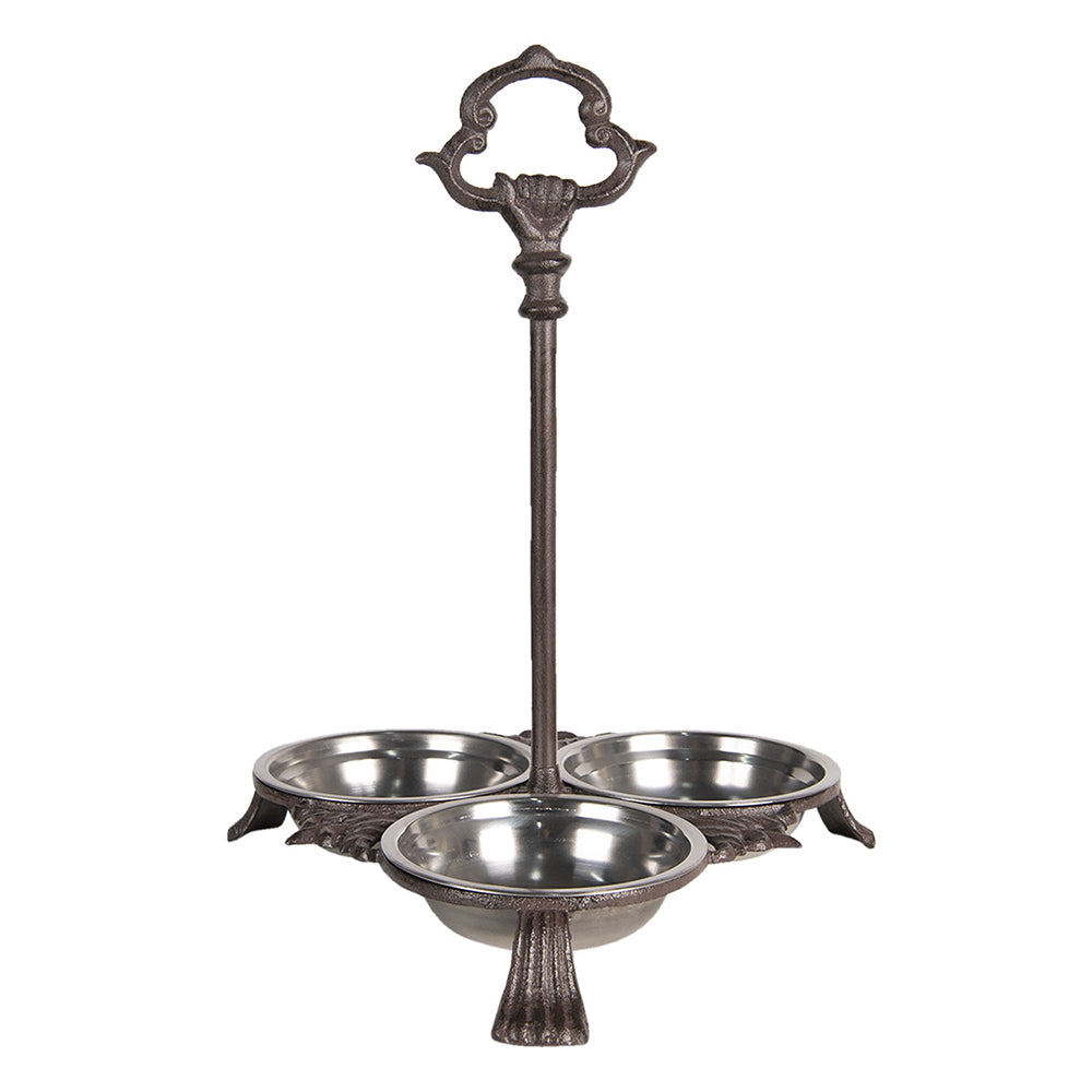 Clayre & Eef Voerbak hond 3x500 ml Bruin IJzer