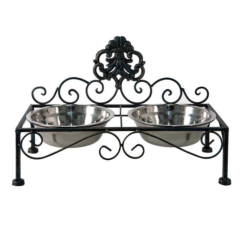 Clayre & Eef Voerbak hond 39x19x25 cm Zwart IJzer