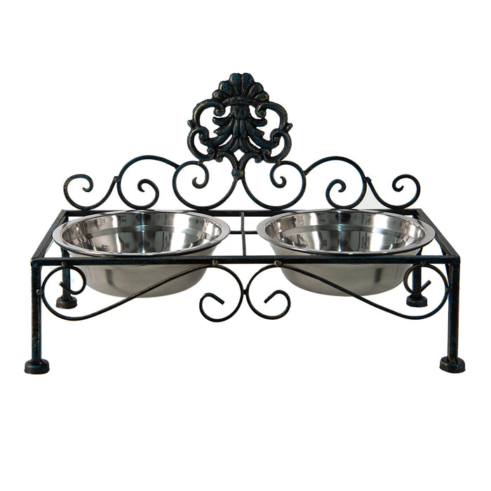 Clayre & Eef Voerbak hond 39x19x25 cm Zwart IJzer