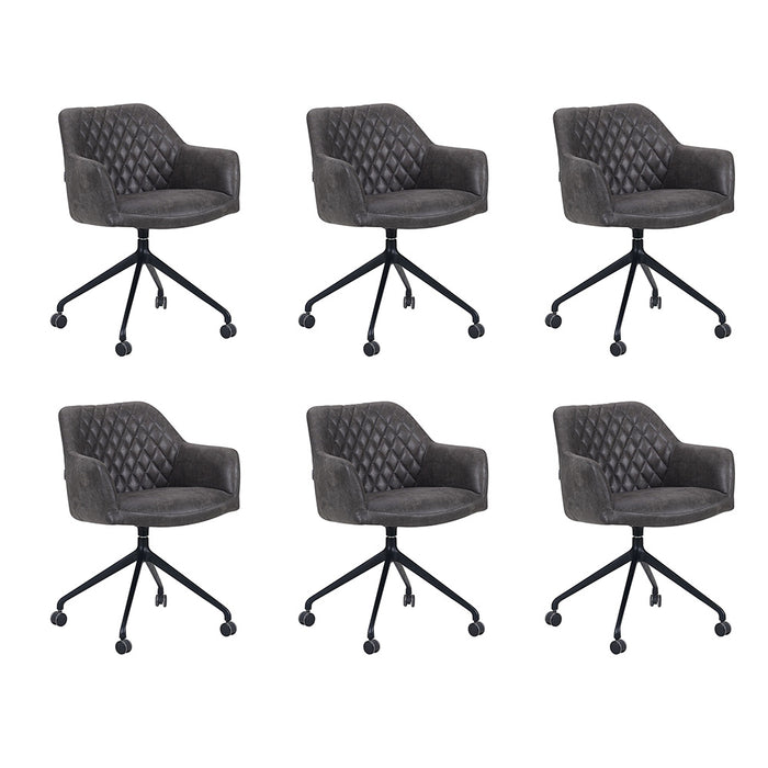 Bronx71 Eetkamerstoel met wieltjes Levi antraciet eco-leer -