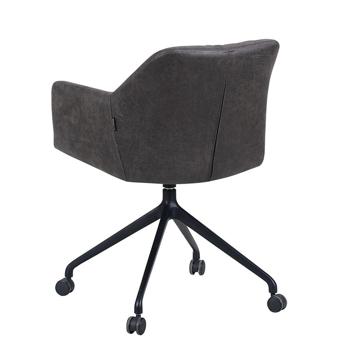 Bronx71 Eetkamerstoel met wieltjes Levi antraciet eco-leer -