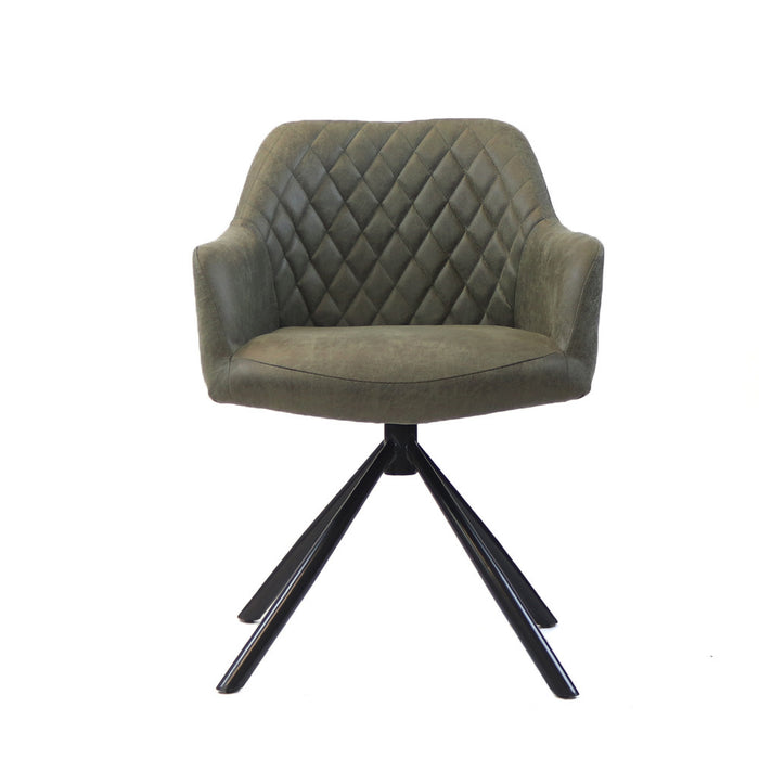 Bronx71 Industriële eetkamerstoel Dex olijfgroen eco-leer -