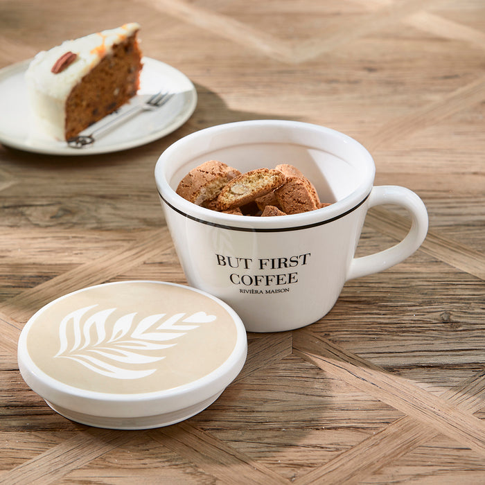 Riviera Maison Voorraadpot wit, Opbergpot - But First - Porselein