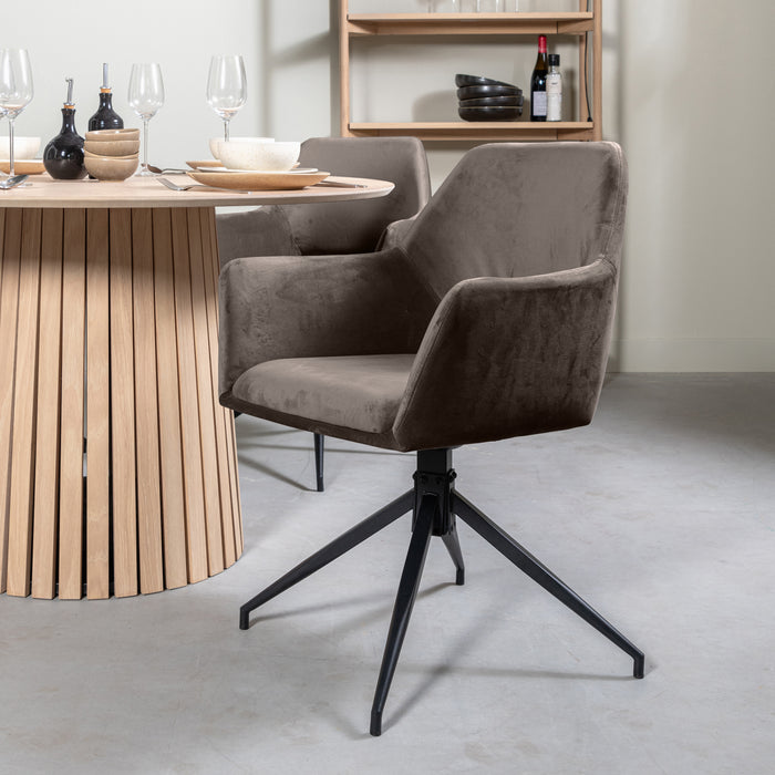 by fonQ Twist Eetkamerstoel - Velvet - Grijs