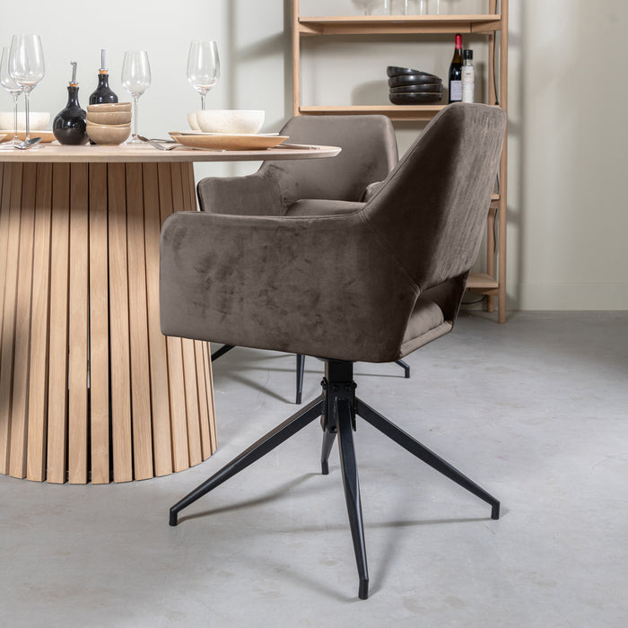 by fonQ Twist Eetkamerstoel - Velvet - Grijs