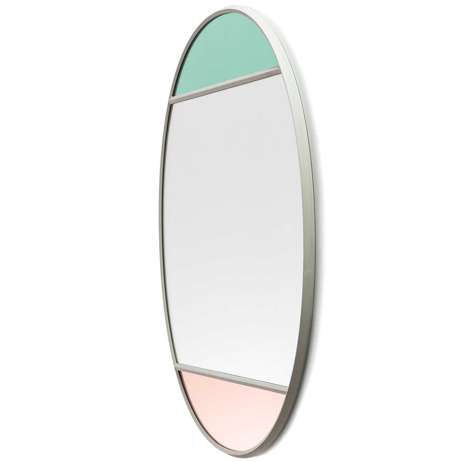 Vitrail spiegel ovaal lichtgrijs