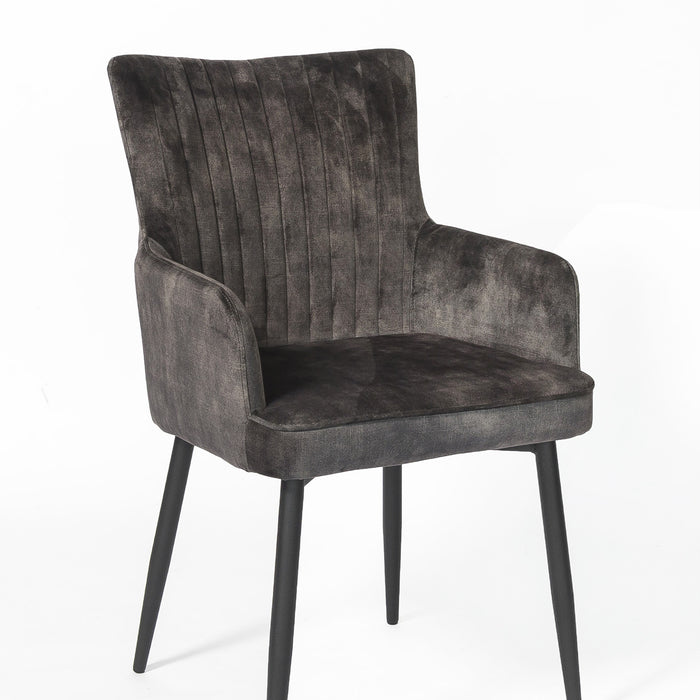 Duverger® Stripes Velvet - Eetkamerstoelen - set van 2 - armleuningen