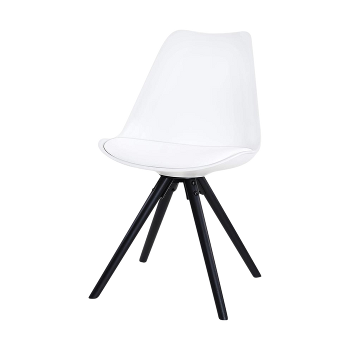 Essence Legno Eetkamerstoel Wit - Zwart Houten Onderstel