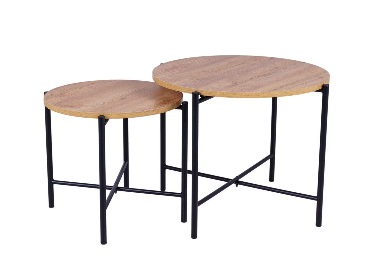 Salontafel set Kiev 62 en 49 cm kruisframe zwart