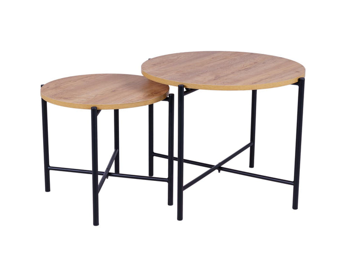 Salontafel set Kiev 62 en 49 cm kruisframe zwart