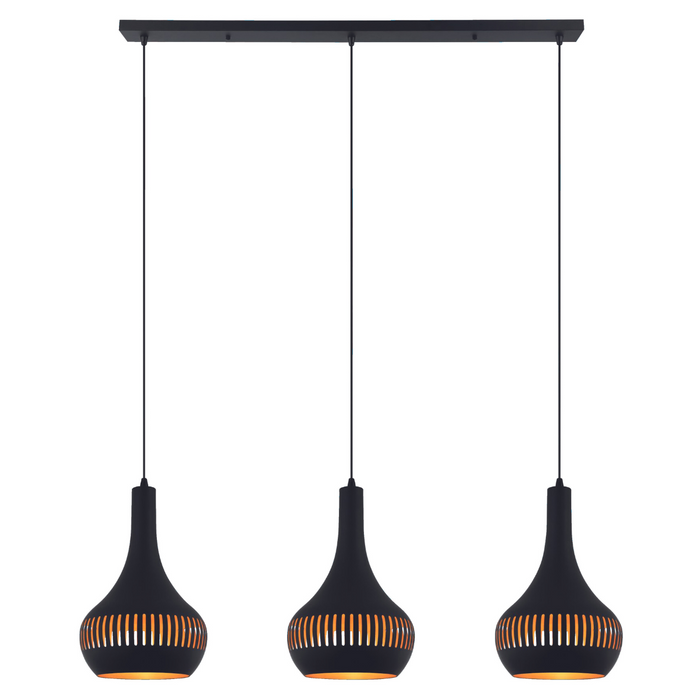 Vurna - Janelle hanglamp 3L 125 cm kegel zwart