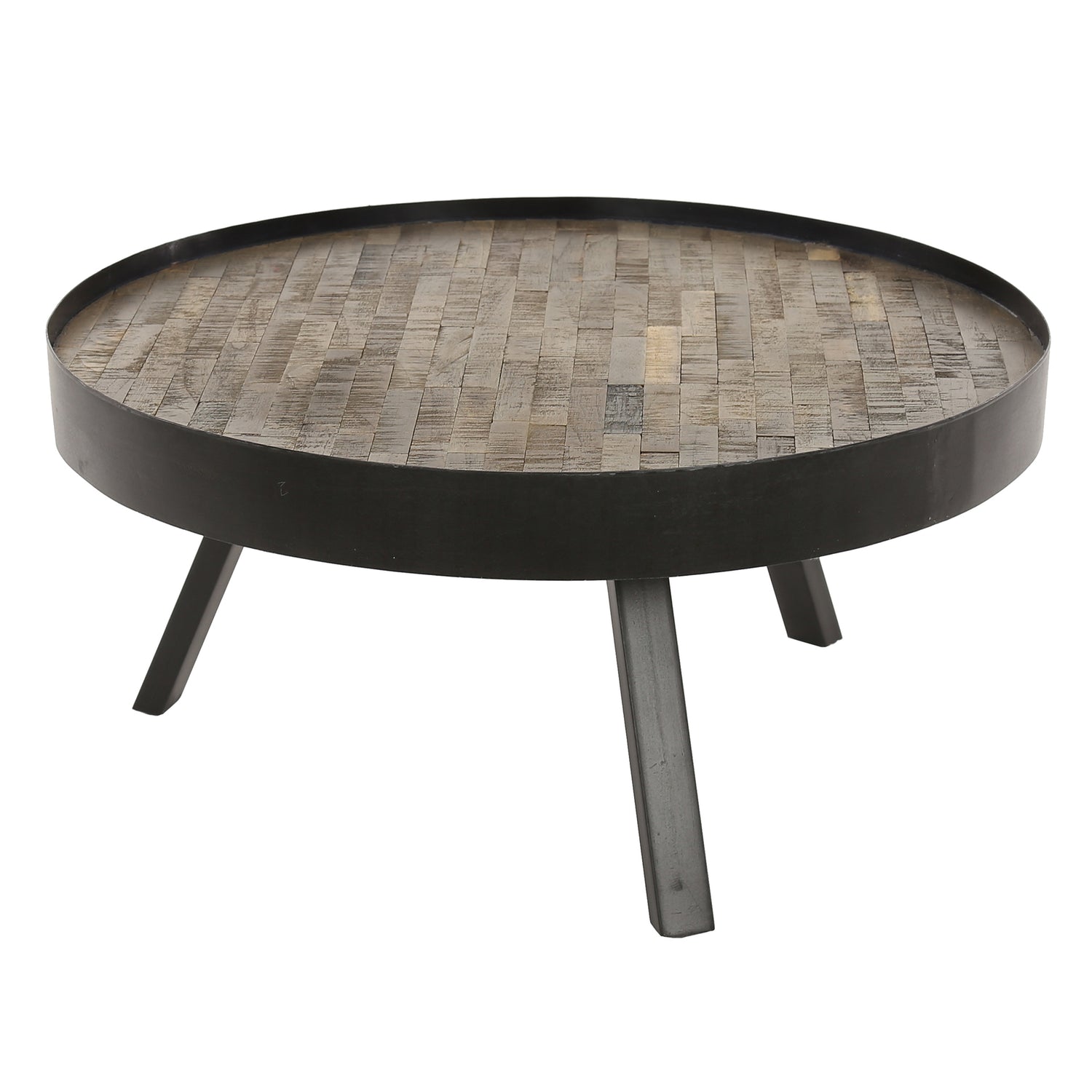 D - Hoyz - Salontafel Teca - Ø75 met Rand - 75x75x35 - Zwart - Hout