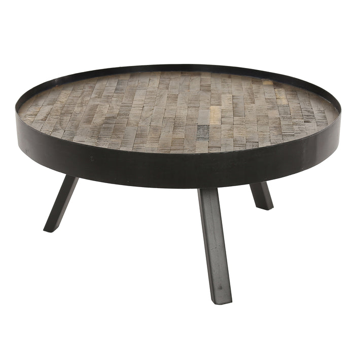 D - Hoyz - Salontafel Teca - Ø75 met Rand - 75x75x35 - Zwart - Hout